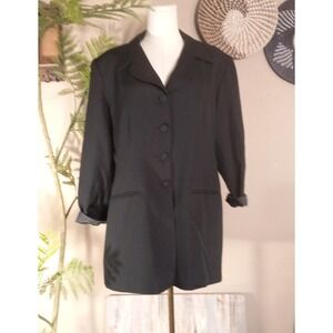 Harmony Design Vintage Black Longline Blazer Jacket Womens 14 Made in USA 90s